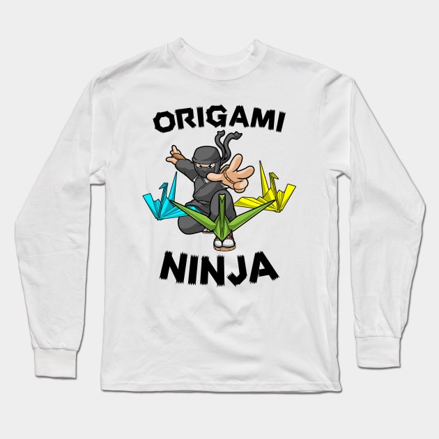 Japan Polygon Art Origami Ninja Long Sleeve T-Shirt by bigD